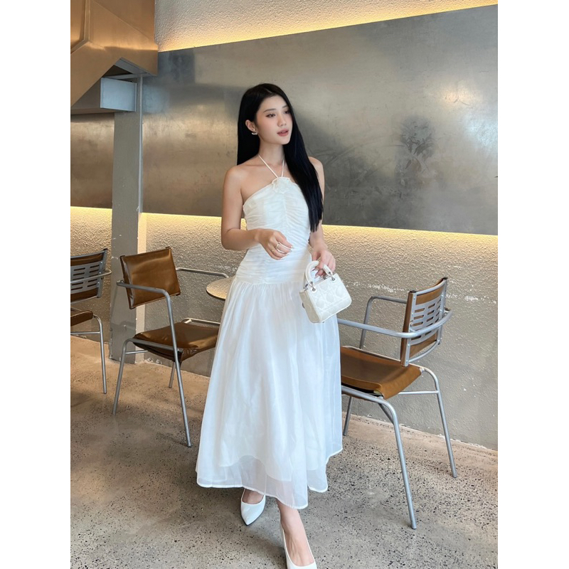 Chen.room Đầm xoè dáng Helen dài đính tag hoa tiểu thư nhẹ nhành