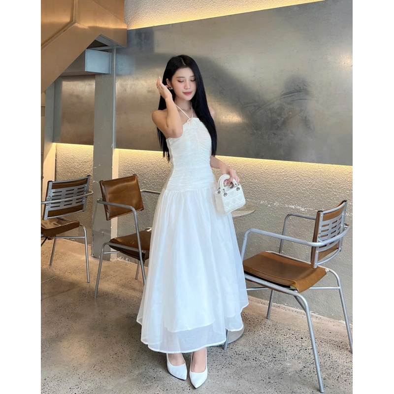 Chen.room Đầm xoè dáng Helen dài đính tag hoa tiểu thư nhẹ nhành