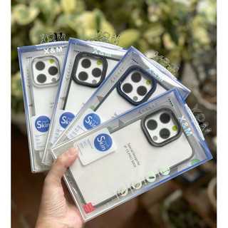 Ốp lưng X&M trong viền màu cho iPhone 16 Pro max/ 15 Pro Max/ 15 Pro camera bọc nhôm siêu đẹp, chống sốc bảo vệ máy