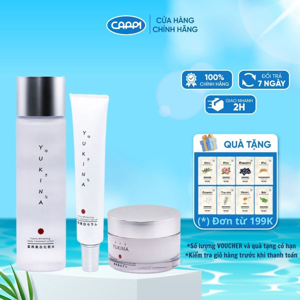 Bộ kem dược mỹ phẩm Yukina Medicated Skincare Nhật Bản mờ nám tàn nhang da trắng sáng cấp ẩm cho da chống lão hóa