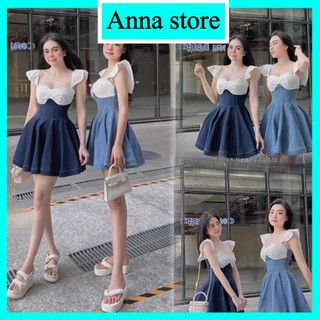 Đầm Jean Phối Viền Chất Jean Co Dãn Mềm Mại Phong Cách Tiểu Thơ Công Chúa M793