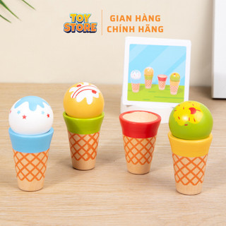 Bộ đồ chơi set 4 chiếc kem ốc quế bằng gỗ cho bé toystore FUDAER