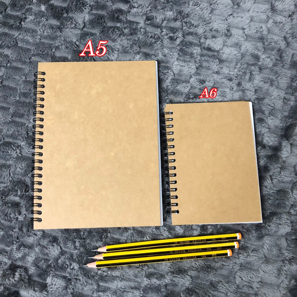 Sổ vẽ chì sổ phác thảo dùng vẽ chì anime manga gáy lò xo A6,A5 bìa karft dầy 120gsm120 trang sketch book