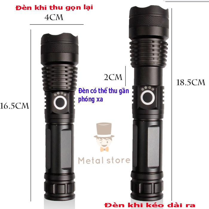 Đèn Pin Siêu Sáng Power style Pin Trâu 26650 Chính Hãng - Đèn Pin Cầm Tay 4 Chế Độ Bảo Hành 12 Tháng
