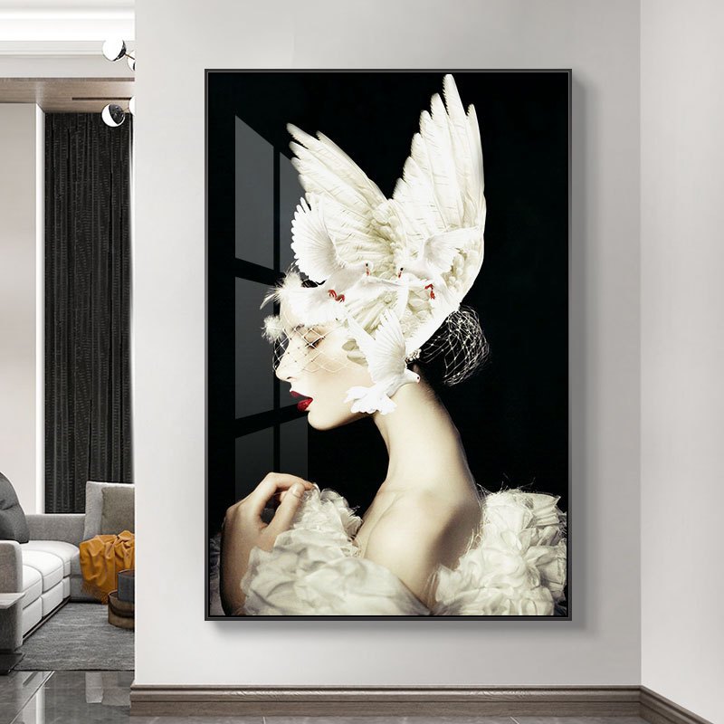 Tranh Treo Tường Tráng Gương 3D Chân Dung Cô Gái Nghệ Thuật/ Trang Trí Phòng Phun Săm/ Thẩm Mỹ/ Làm Đẹp