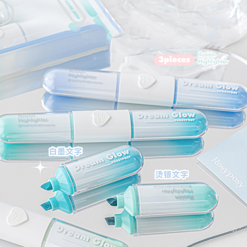 Bút Highlight ROSY POSY Chính Hãng Dạ Quang Hai Đầu 6 Màu Sắc Dùng Cho Học Sinh