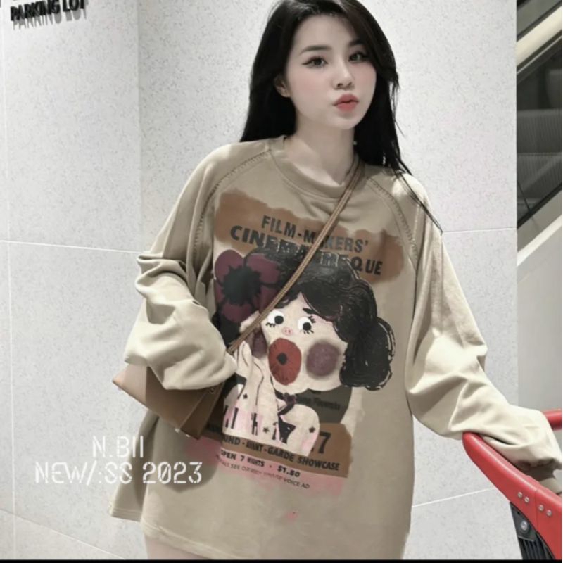 Áo nỉ hình e bé má hồng mới