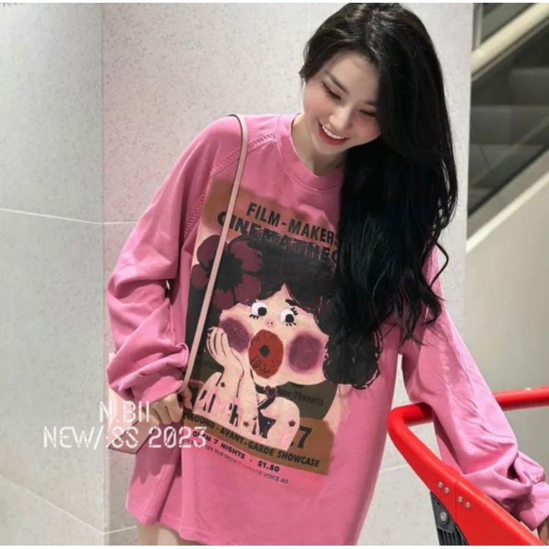 Áo nỉ hình e bé má hồng mới