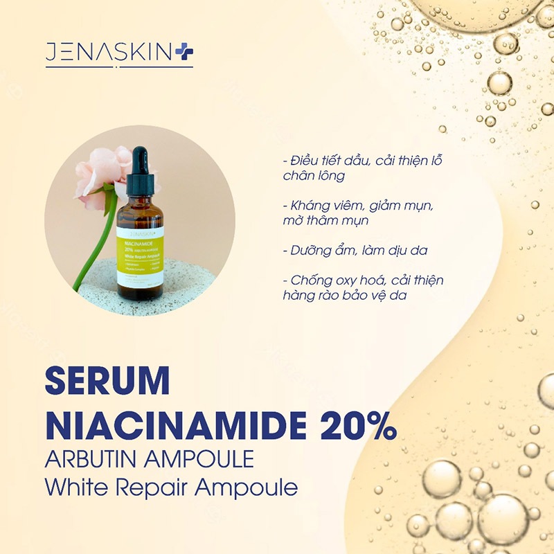 Serum Dưỡng Trắng Da Jenaskin Niacinamide 20% 50ml Giảm Thâm Nám Chống Oxy Hóa Hienauth