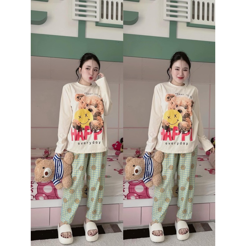 SET THUN GẤU QUẦN CARO