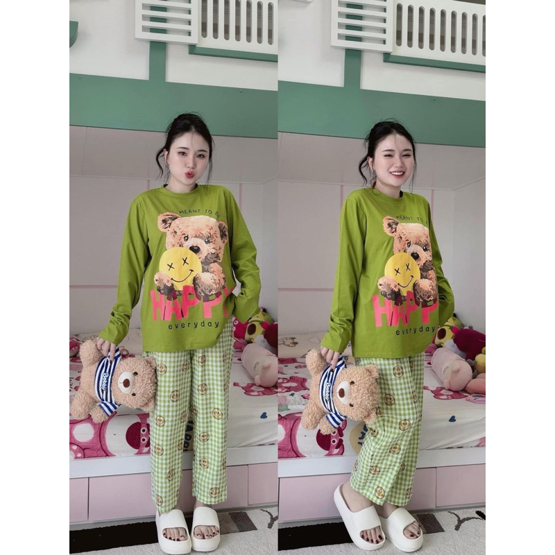 SET THUN GẤU QUẦN CARO