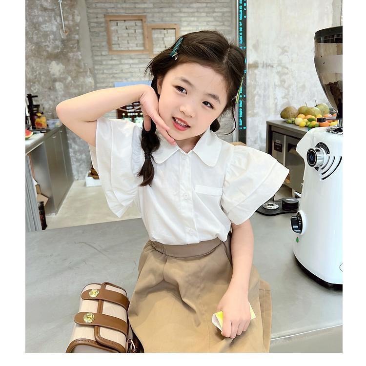Áo sơ mi trắng cộc tay bồng bé gái size đại BBkids