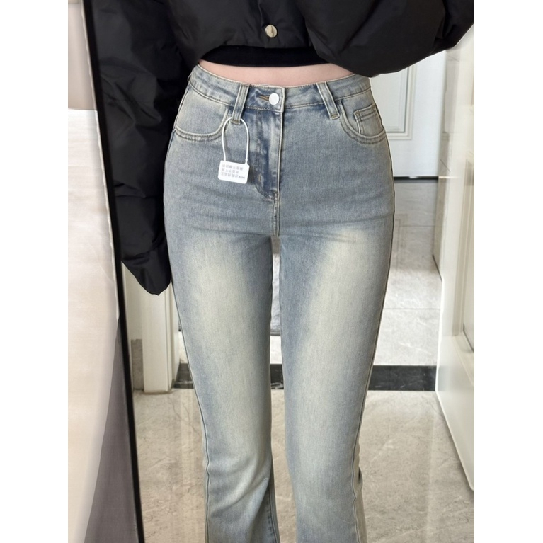 Quần jeans nữ , Quần jeans nữ loe bạc mài phong cách siêu HOT 2023 X03