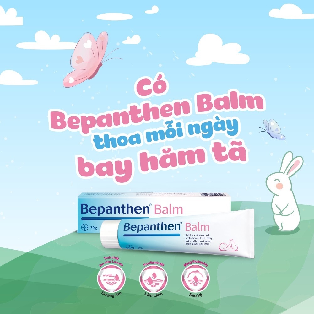 Kem chống hăm Bepanthen Balm - 30g dự phòng và làm lành vết hăm đỏ gây ra bởi tã, bỉm giấy.