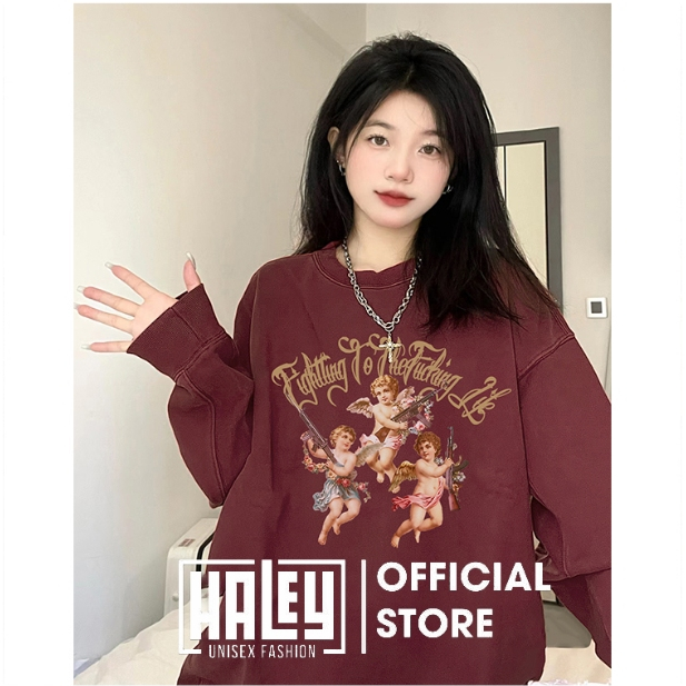 Áo Sweater Unisex HALEY HD453 Nam Nữ Dài Tay Form Rộng Phong Cách Cá Tính Chất Vải Nỉ Bông Nỉ Lông Cáo Mềm Mịn