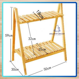 Giá để chậu hoa cây cảnh chữ a 2 tầng/kệ cây cảnh gỗ thông