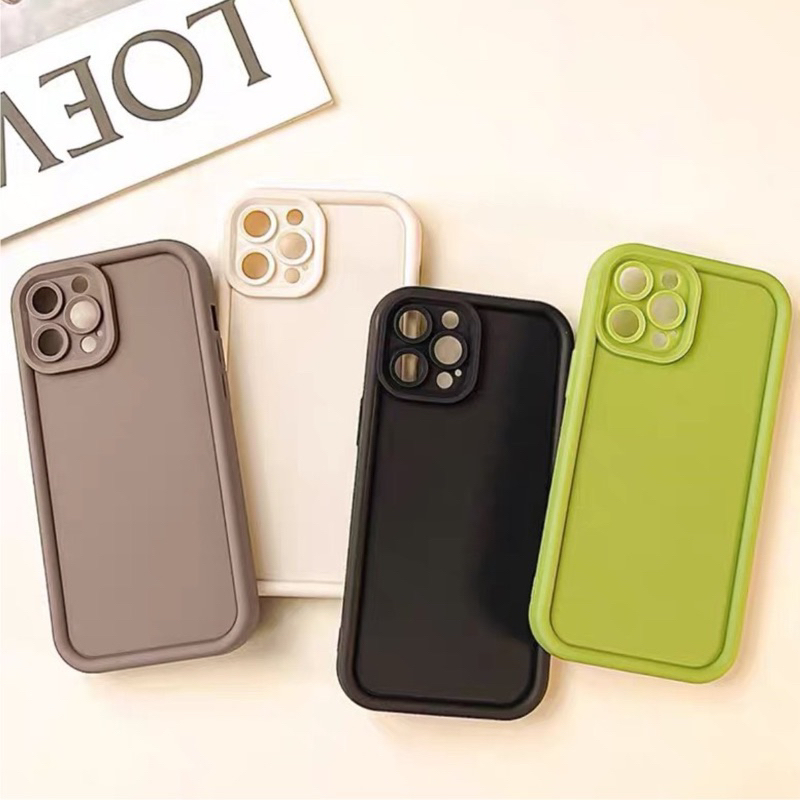 Ốp Lưng Ip TPU viền thang basic 3 tone màu trắng - đen - nâu dành cho ip - TENCASESHOP