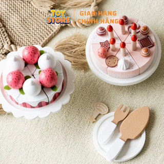 Bộ đồ chơi bánh kem sinh nhật bằng gỗ cao cấp cho bé toystore FUDAER đồ chơi trang trí bánh gỗ