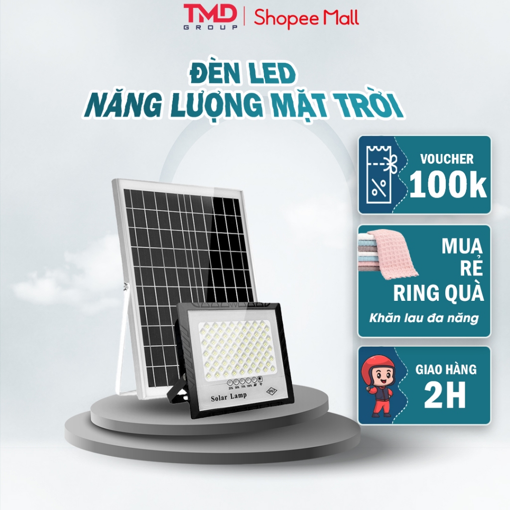 Đèn led năng lượng mặt trời TMD GROUP Solar Light 500W điều khiển từ xa - Kháng bụi nước IXP67, dây dài 3M |BH 6 tháng