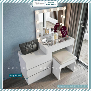 Bàn trang điểm mặt kính gương đèn màu trắng Nội Thất Tiết Kiệm đã lắp ráp BTD0098