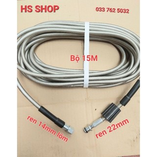 Dây rửa xe áp lực cao 10m, 15m, 20m ren 22-14mm