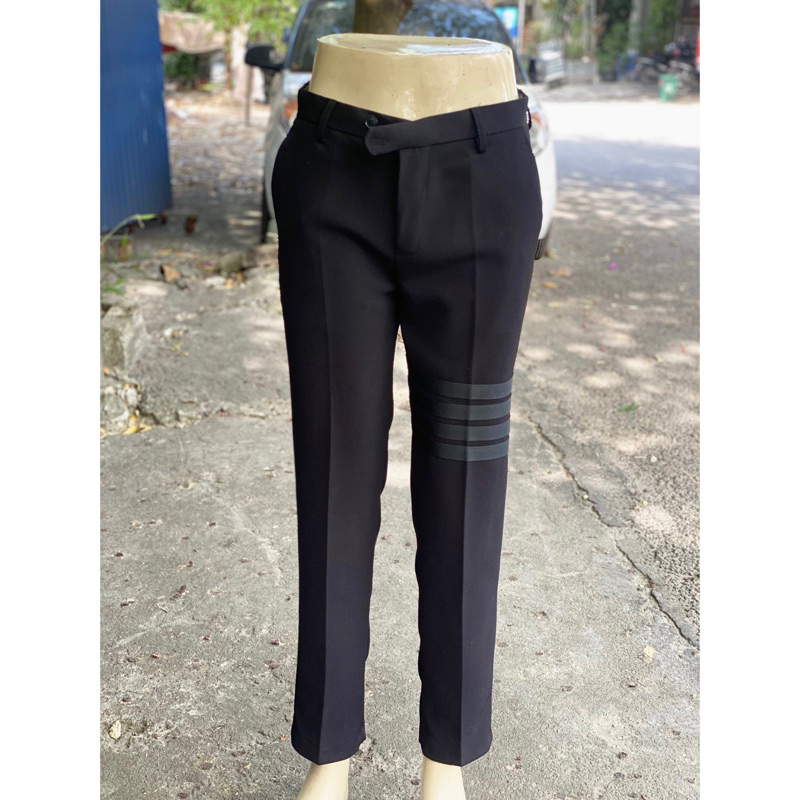 Quần Âu Thom 4 vạch thêu vải tăm lỳ dày dặn cho nam đủ size