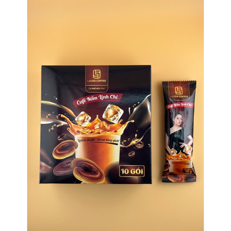 Combo 2 Sản phẩm Cà phê Nấm Linh Chi + Đông Trùng Hạ Thảo Laura Coffee hộp 10 gói