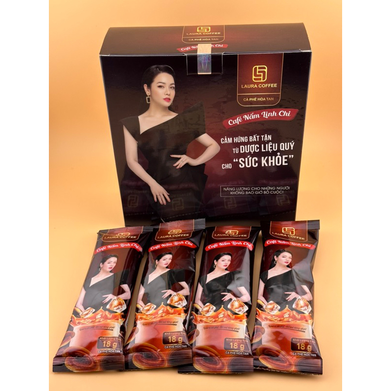 Combo 2 Sản phẩm Cà phê Nấm Linh Chi + Đông Trùng Hạ Thảo Laura Coffee hộp 10 gói