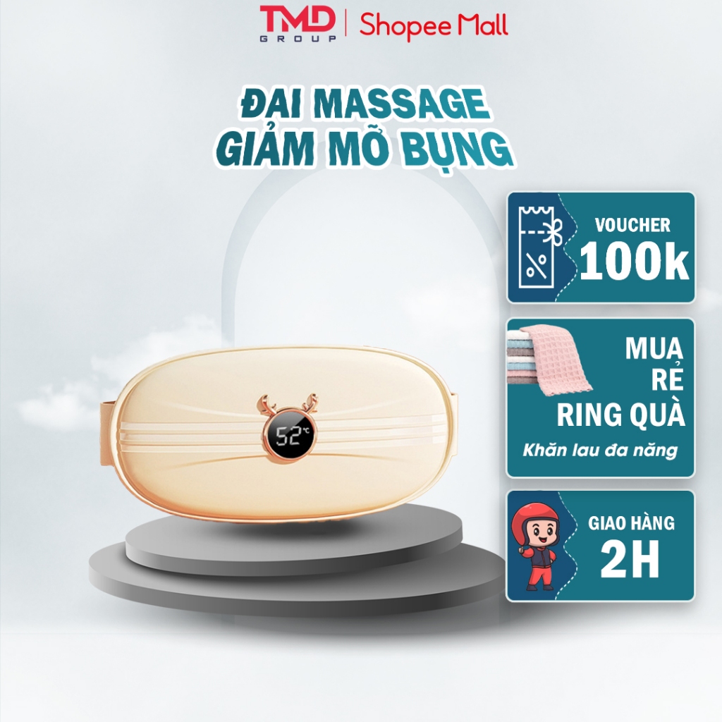 Đai Massage giảm mỡ bụng TMD Group - Không dây 3 mức rung nóng - Giảm đau bụng kinh, đẩy lùi mỡ thừa