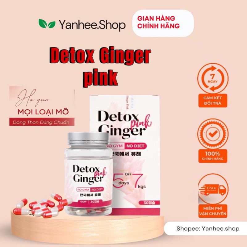 Giảm Cân Gừng Detox Ginger Pink Hồng Chính Hãng Hộp 30viên