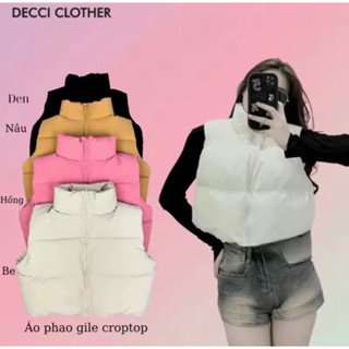 Áo phao ghile dáng croptop hàng quảng châu loại 1 có 3 lớp trần bông dày dặn