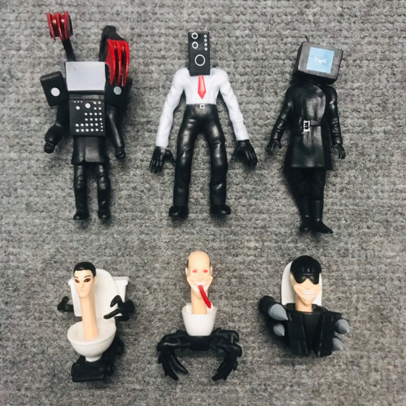 Bộ 6 mô hình nhân vật Quỷ Nhà Vệ Sinh Skibidi Toilet, TV Man, Speaker Man, Camera Man thế hệ 6