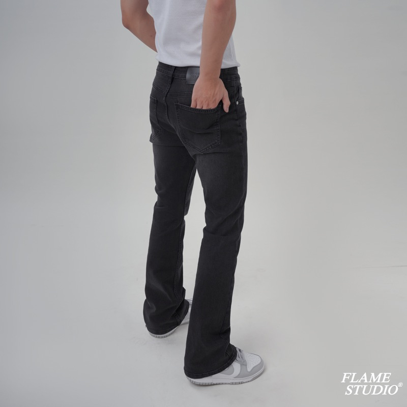 𝑭𝑳𝑨𝑹𝑬 𝑫𝑬𝑵𝑰𝑴 𝑰𝑵 𝑩𝑳𝑨𝑪𝑲 𝑭𝑨𝑫𝑬𝑫 𝑽2 - Quần Jeans Nam Ống Loe Đen Bạc