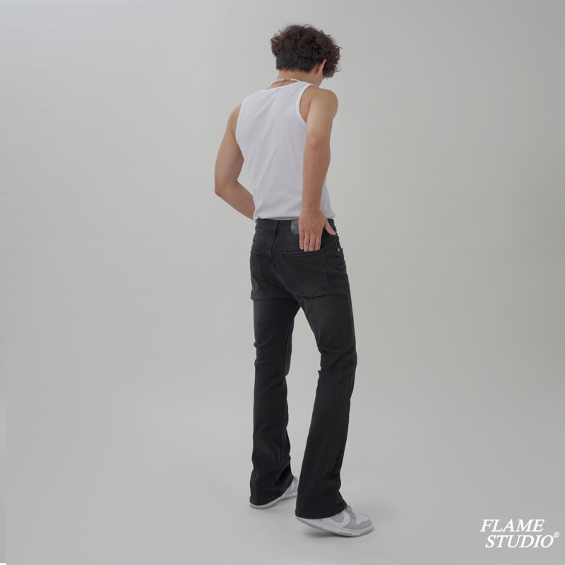 𝑭𝑳𝑨𝑹𝑬 𝑫𝑬𝑵𝑰𝑴 𝑰𝑵 𝑩𝑳𝑨𝑪𝑲 𝑭𝑨𝑫𝑬𝑫 𝑽2 - Quần Jeans Nam Ống Loe Đen Bạc