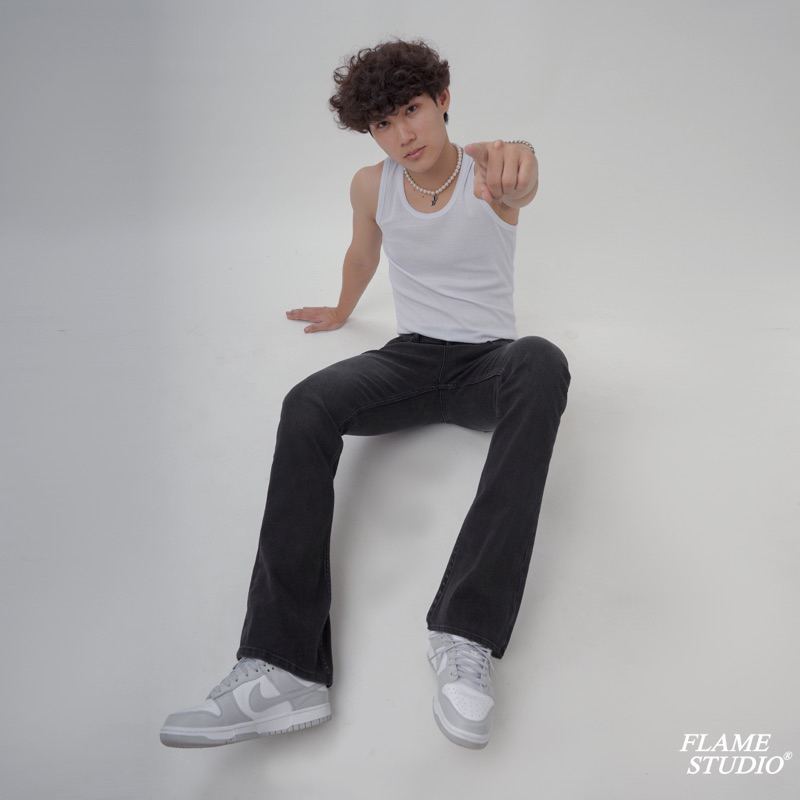 𝑭𝑳𝑨𝑹𝑬 𝑫𝑬𝑵𝑰𝑴 𝑰𝑵 𝑩𝑳𝑨𝑪𝑲 𝑭𝑨𝑫𝑬𝑫 𝑽2 - Quần Jeans Nam Ống Loe Đen Bạc