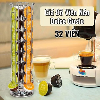 Kệ đựng viên nén cà phê Dolce Gusto 32 viên, xoay 360 tiện lợi, chất liệu inox chống rỉ sét