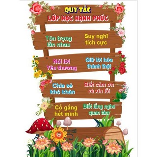 Quy tắc lớp học hạnh phúc dạng bạt 80cm x 90cm