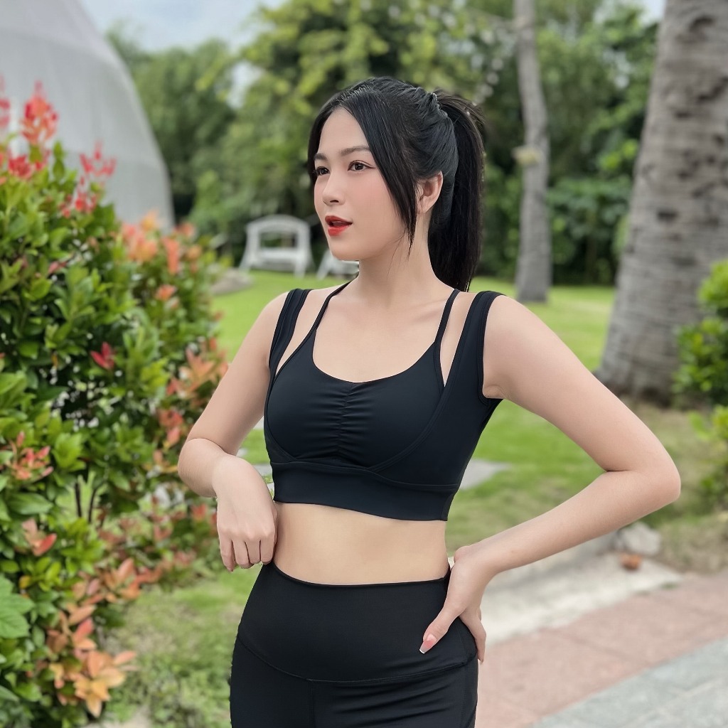 Áo Bra Thể Thao Nữ Tập Gym Yoga Aerobic Kèm Mút Chất Vải Thun Lạnh Co Giãn 4 Chiều Ao15