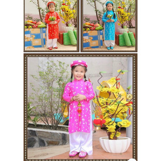 Áo dài gấm thái Tuấn cho bé gái