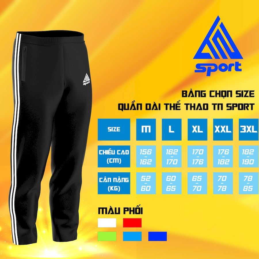Quần Dài 2 Sọc TN Sport Kiểu Dáng Thể Thao- 4 Màu +Vải Nỉ Cào