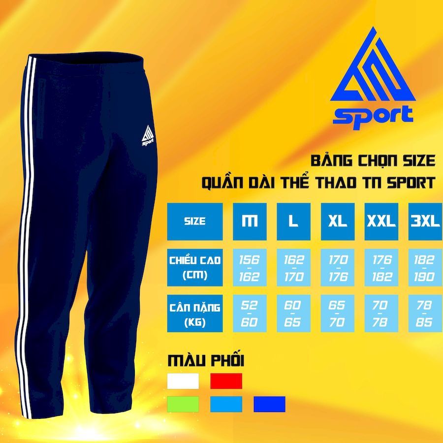 Quần Dài 2 Sọc TN Sport Kiểu Dáng Thể Thao- 4 Màu +Vải Nỉ Cào
