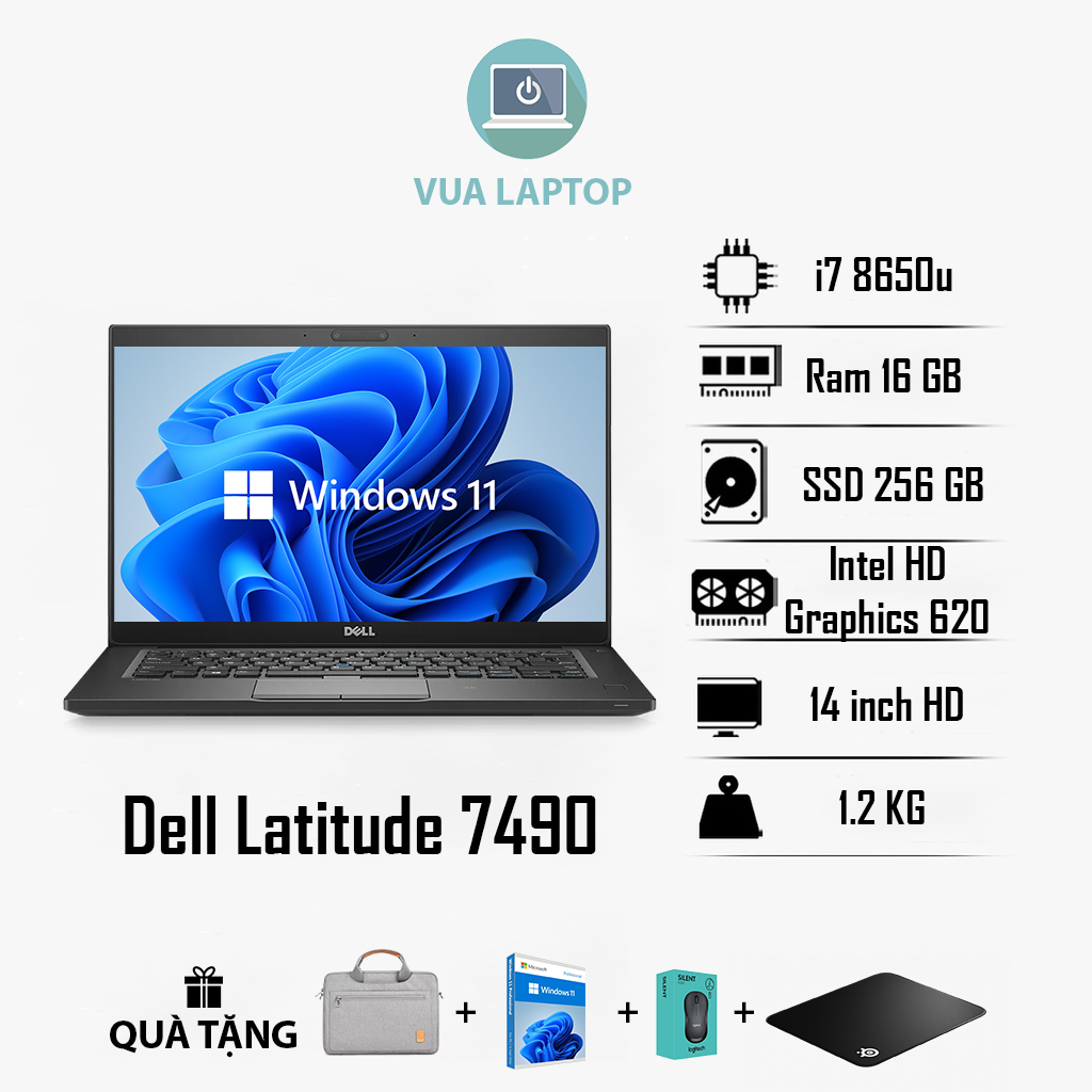 Laptop Dell 7490 core i7 - Ram 16gb/SSD 256gb/Màn Full HD/Mỏng Nhẹ Đẹp Keeng