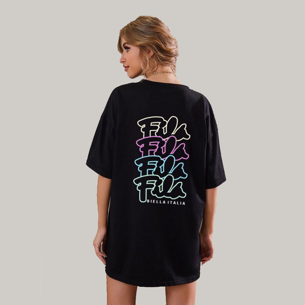 Áo Thun Oversize Tay Lỡ 250 gsm Fila Biella Italia, Áo Thun FILA Nam Nữ Unisex- ROYAL T&T