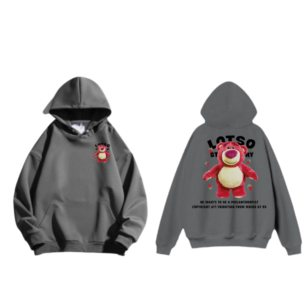 Áo hoodie Gấu Dâu Lotso Nỉ Bông Siêu Dày,Áo khoác hoodie Lotso Nam Nữ,hàng cao cấp DEGO