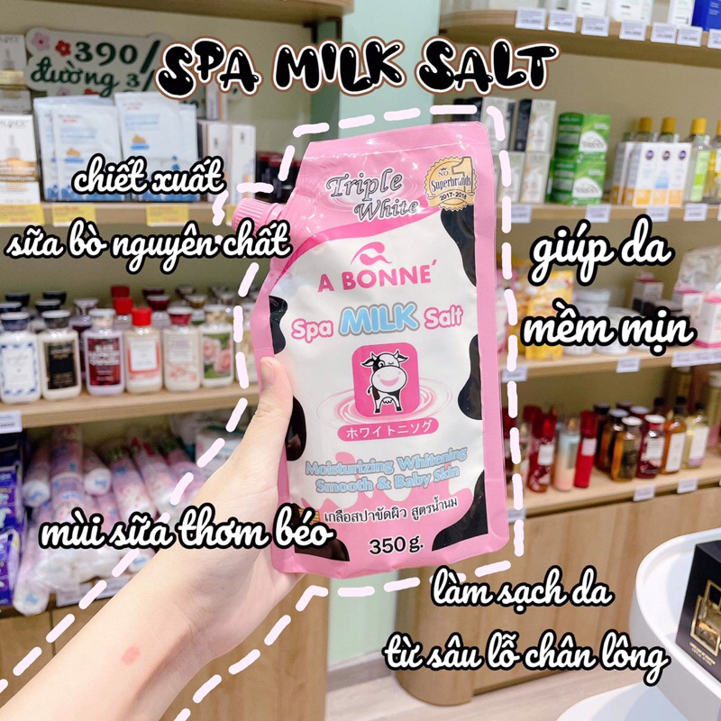 Muối tắm sữa bò tẩy tế bào chết body A Bonne Spa Milk Salt 350g
