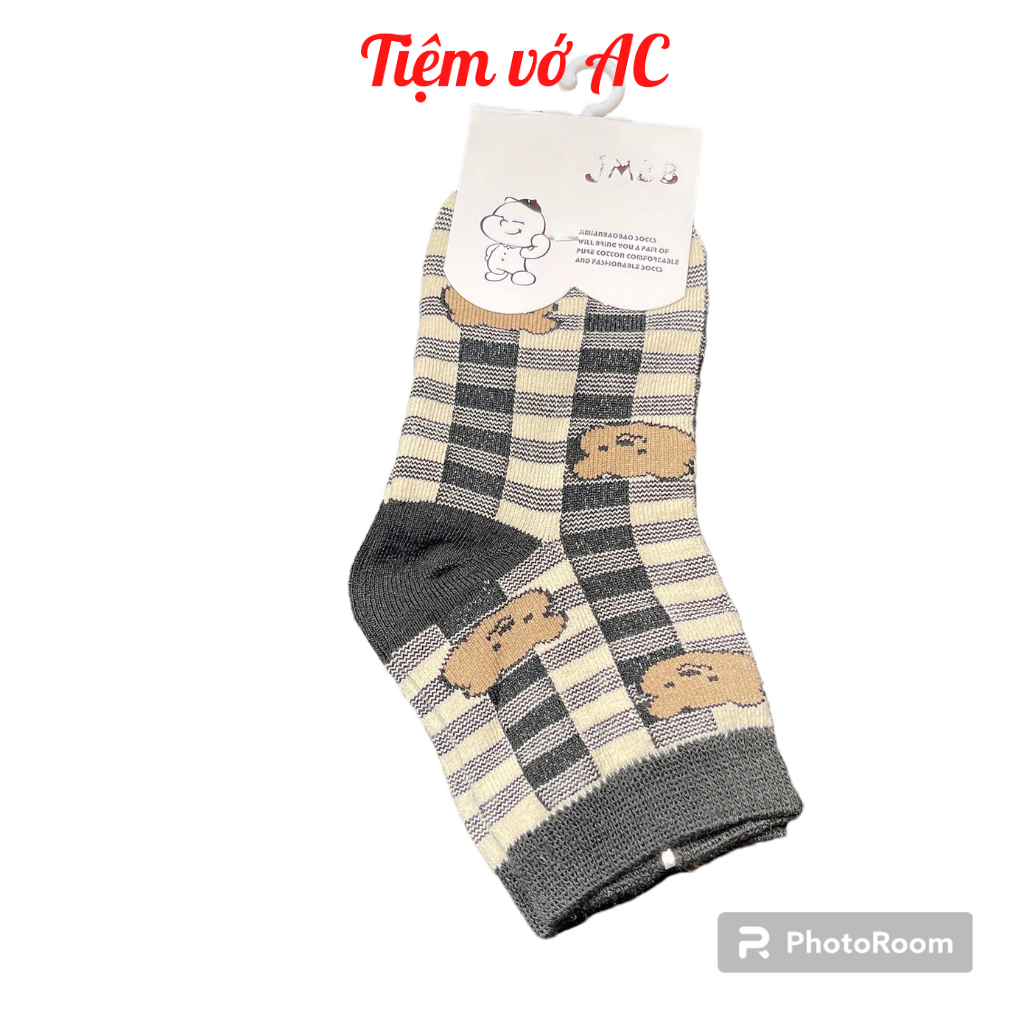 Tất trẻ em sét 5 đôi hoạ tiết sọc kẻ đen T99
