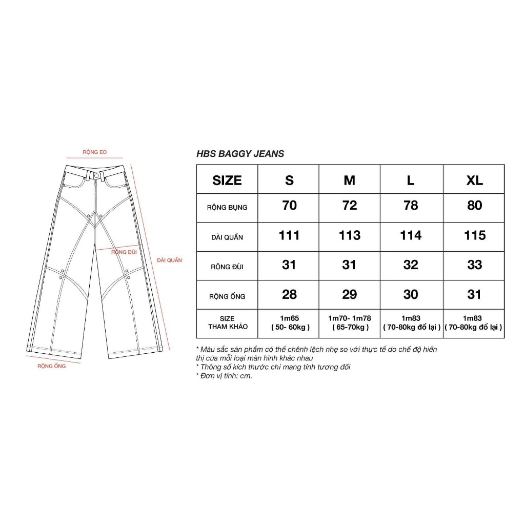 Quần dài dáng rộng HBS Baggy Jeans - Blue