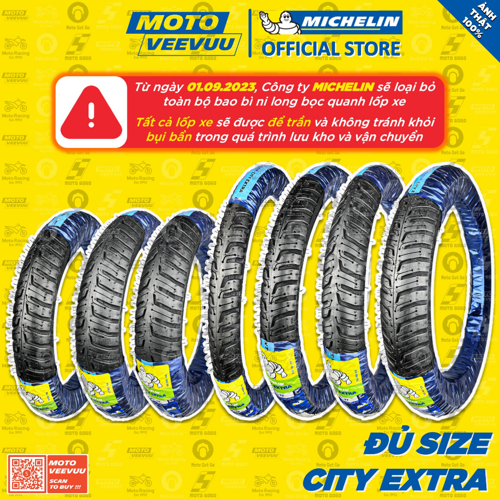 Vỏ lốp xe máy MICHELIN City Extra đủ size 60 70 80 90 100 110 120 130 140 150 10 14 16 17 2.25 2.50 2.75