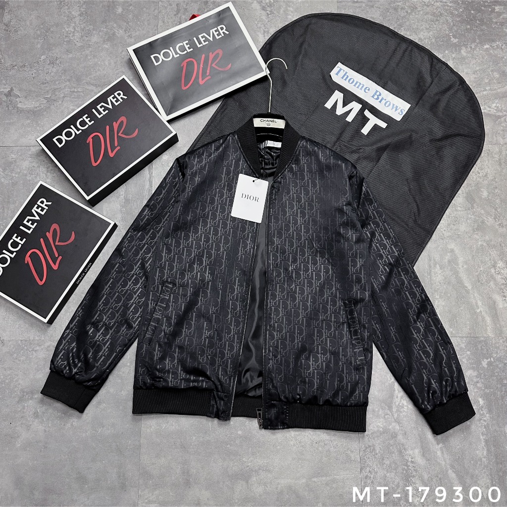 Áo Khoác Bomber Dio Nam Vân Phối Dập Chìm Bo Cổ Tàu Quảng Châu - Áo Khoác Bomber Dio Nam Nữ