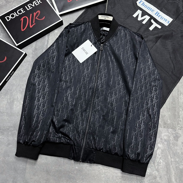 Áo Khoác Bomber Dio Nam Vân Phối Dập Chìm Bo Cổ Tàu Quảng Châu - Áo Khoác Bomber Dio Nam Nữ